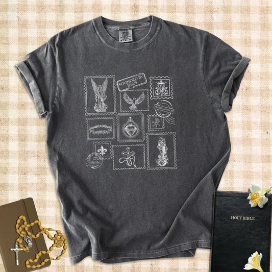 Catholic Stamp Sacred Symbols Graphic T-Shirt