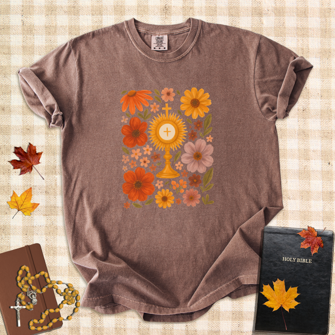 Floral Monstrance – Catholic Adoration Fall T-Shirt