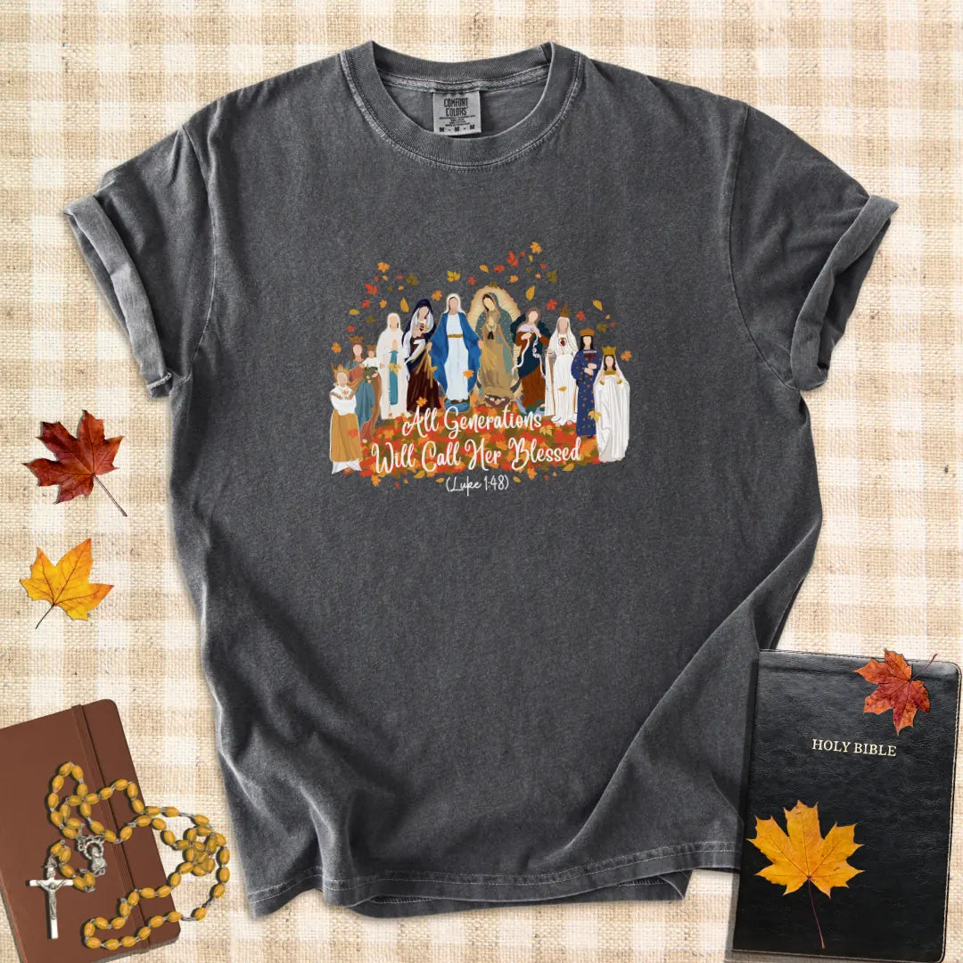 All Generations Will Call Her Blessed – Catholic Marian T-Shirt (Luke 1:48)