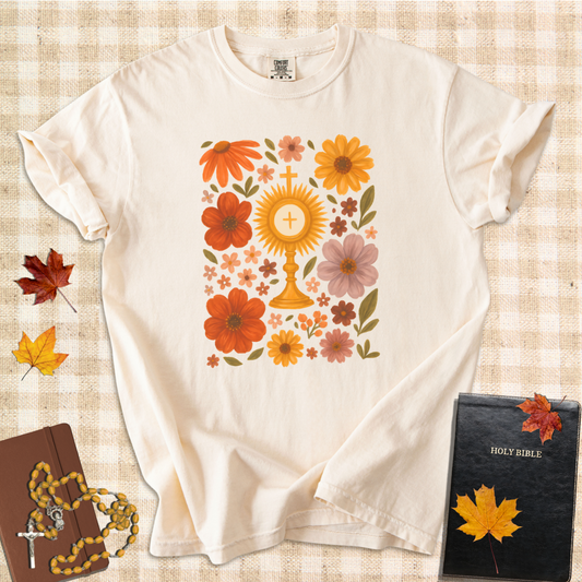 Floral Monstrance – Catholic Adoration Fall T-Shirt