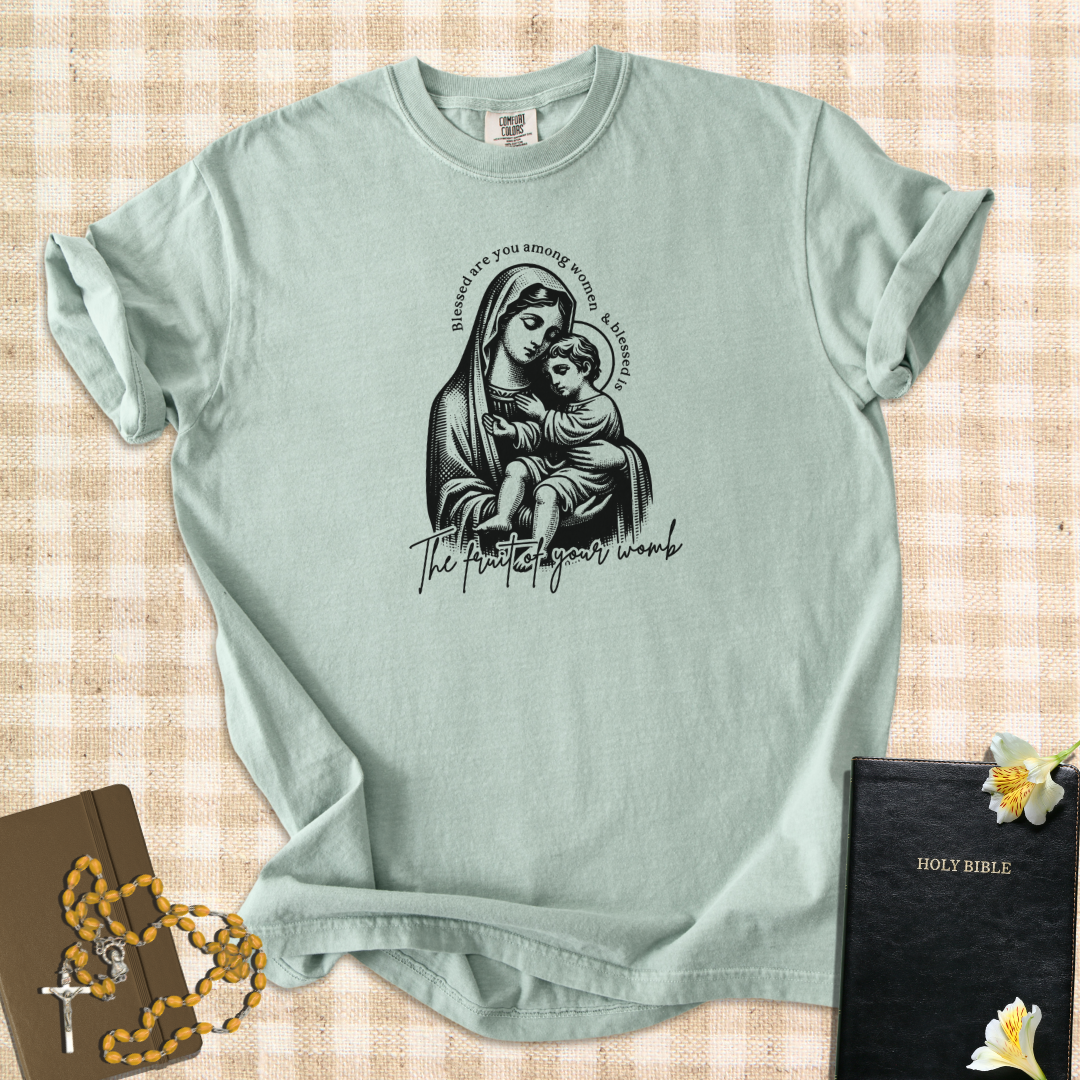 "The Fruit of Your Womb" – Marian & Child Jesus Graphic T-Shirt