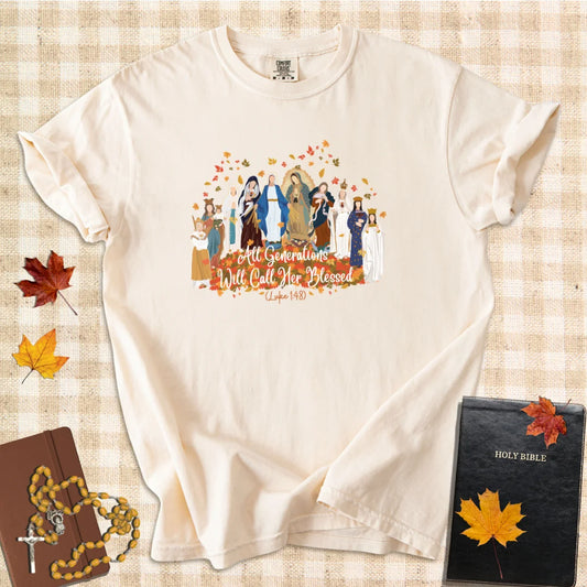 All Generations Will Call Her Blessed – Catholic Marian T-Shirt (Luke 1:48)