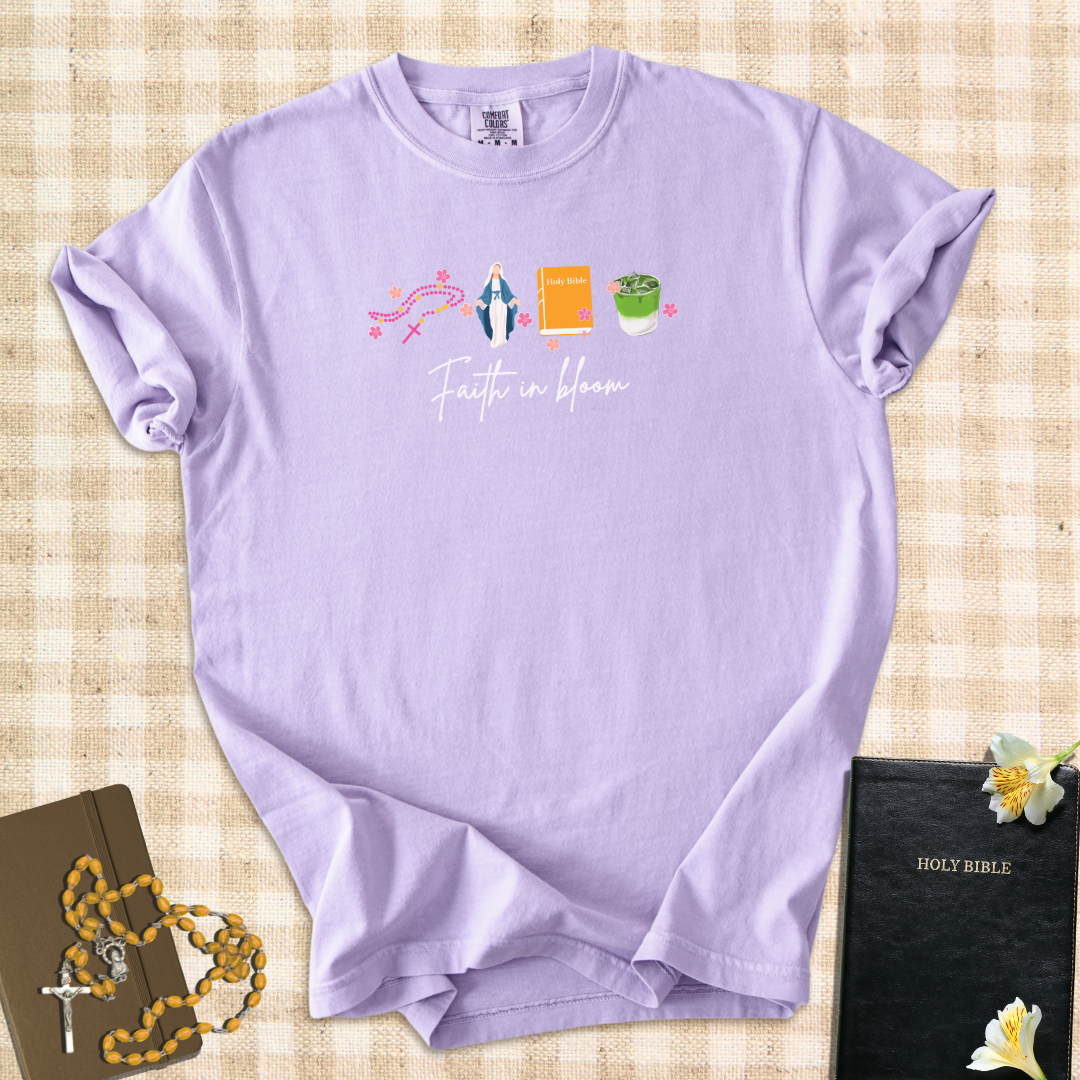Faith in Bloom – Catholic Floral T-Shirt