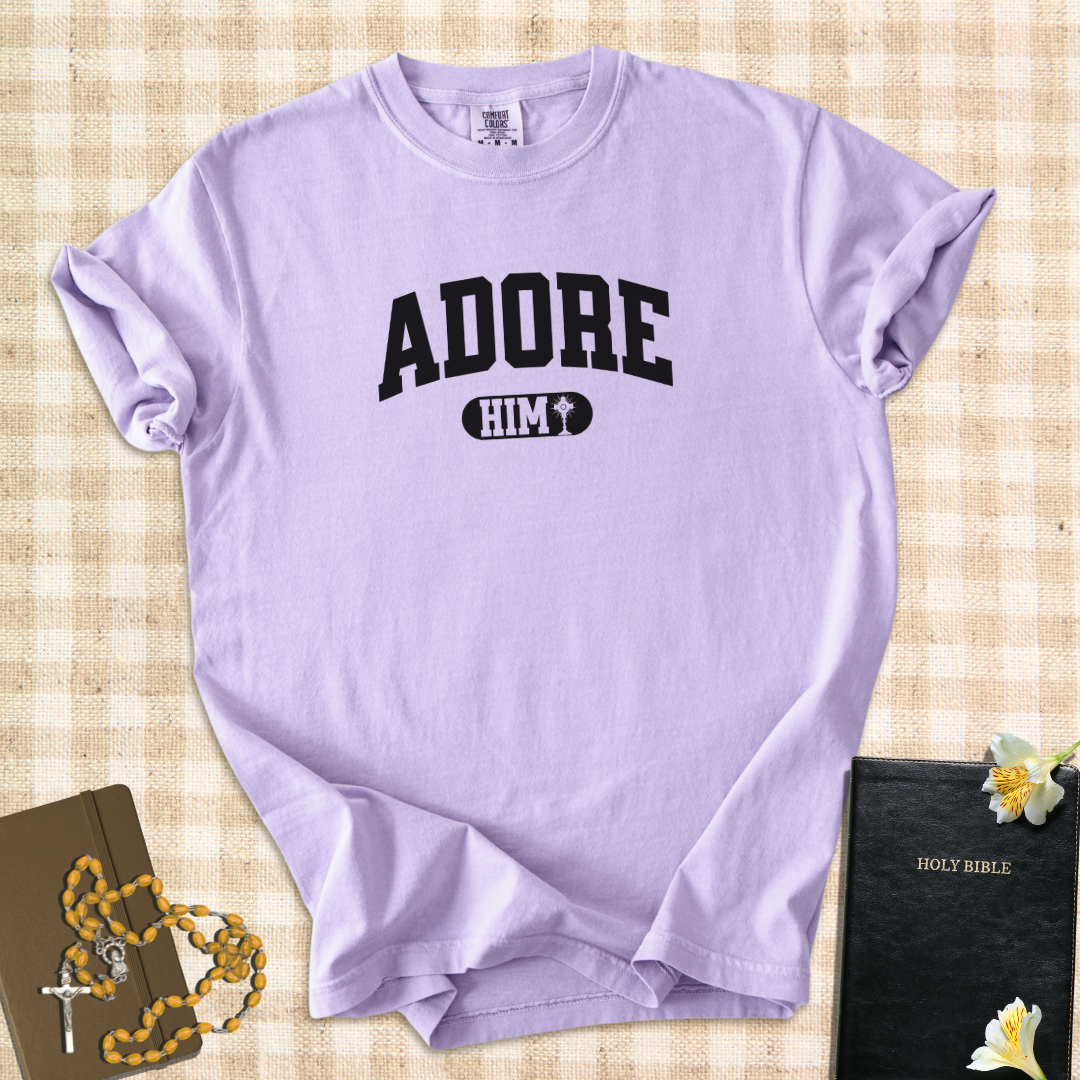 Adore Him – Monstrance Catholic Worship T-Shirt