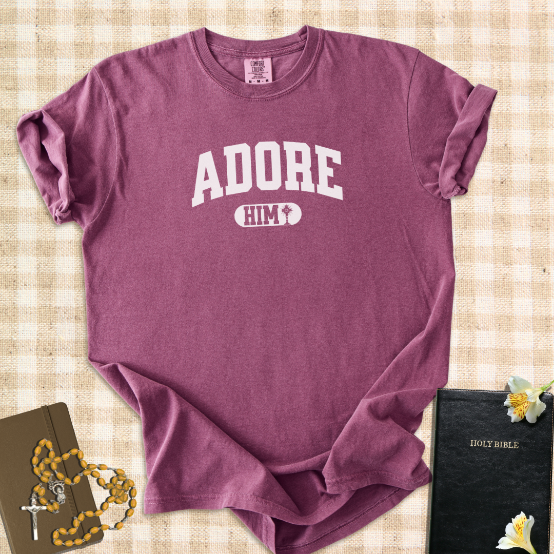 Adore Him – Monstrance Catholic Worship T-Shirt