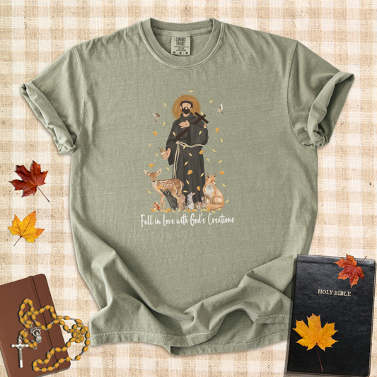 Fall in Love with God’s Creations – St. Francis of Assisi Autumn T-Shirt