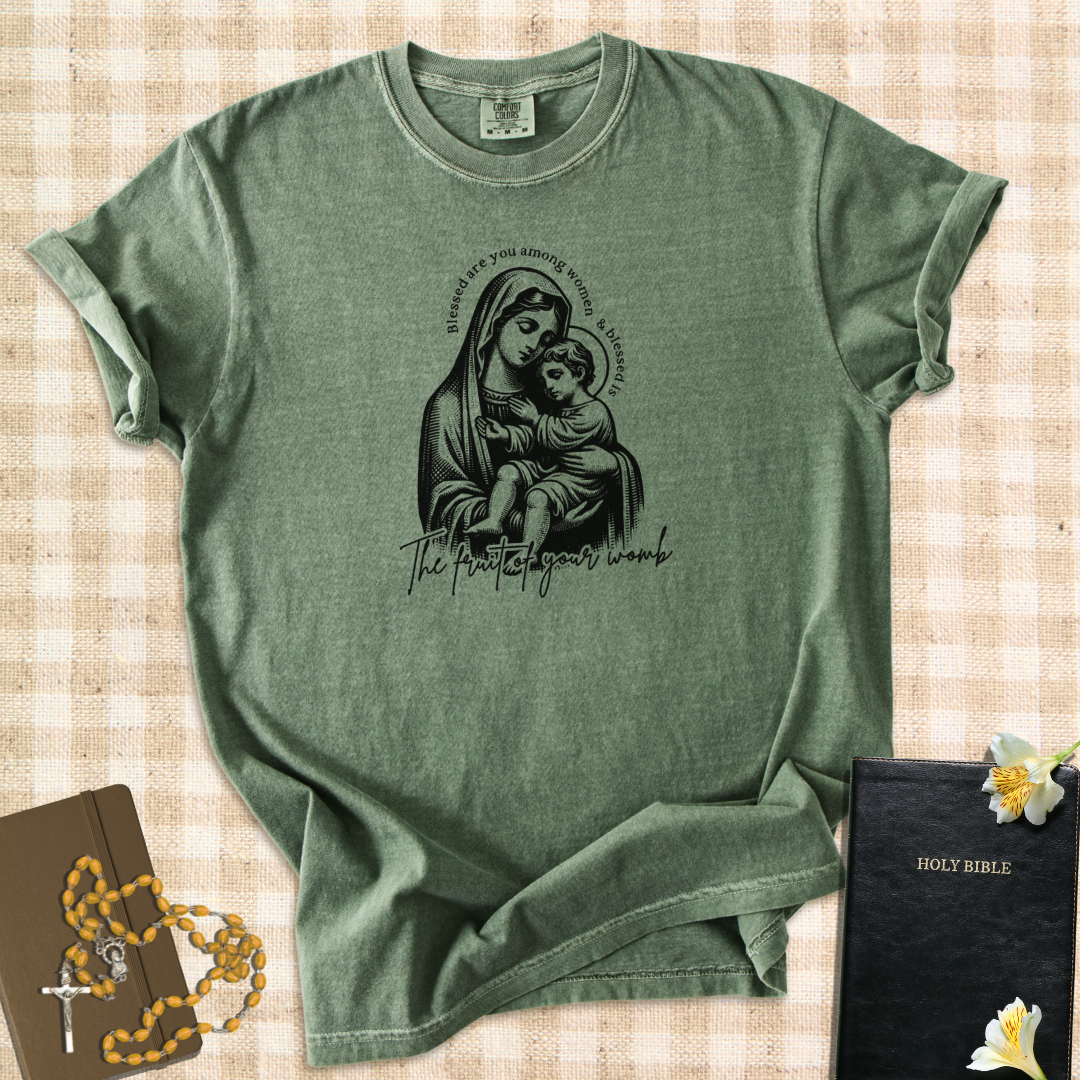 "The Fruit of Your Womb" – Marian & Child Jesus Graphic T-Shirt