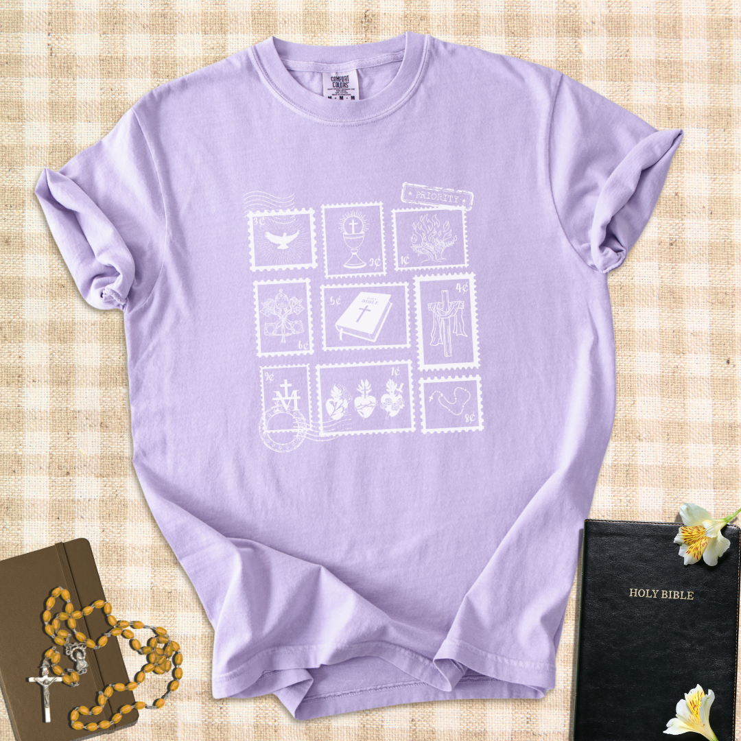 Catholic Faith Stamps – Vintage Symbol T‑Shirt